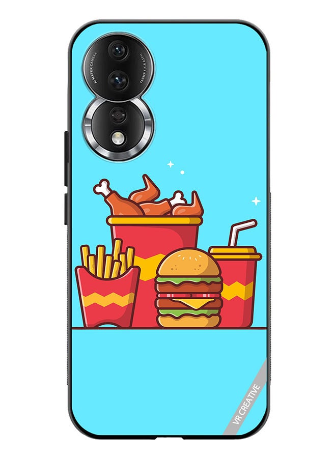 VR CREATIVE Protective Case Cover For Honor 80 Burger With Fried Chicken, French Fries And Soda Cartoon Design Multicolour - Image 1