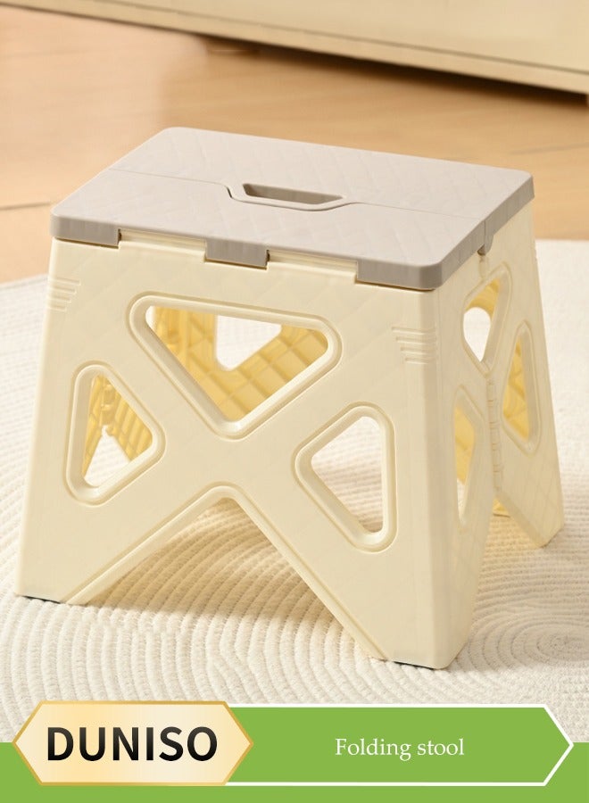 DUNISO 2 Pcs Folding step stool, portable thick footstool, non slip outdoor stool, can be carried by hand,sturdy and durable, suitable for kitchen, bathroom, garden, outdoor, living room, 22 * 20.5 * 20.5cm  - Image 1