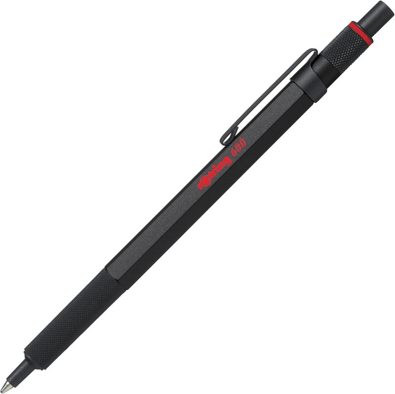 Rotring 600 Ballpoint Pen Medium Point Black Ink Black Barrel Refillable - Image 1