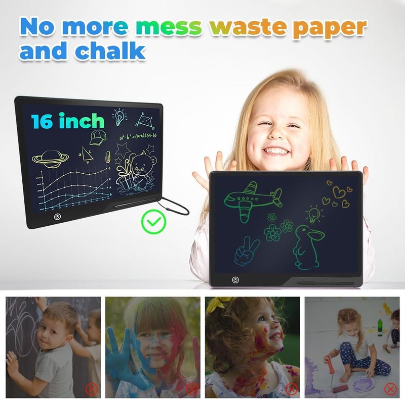 لوح الكتابة LCD من Ubitree للأطفال، شاشة ملونة 16 بوصة، لوح رسم إلكتروني قابل للشحن، لوح كتابة رقمي، لوح خربشة قابل للمسح وإعادة الاستخدام، لوح رسم محمول هدية للأولاد والبنات - Image 4