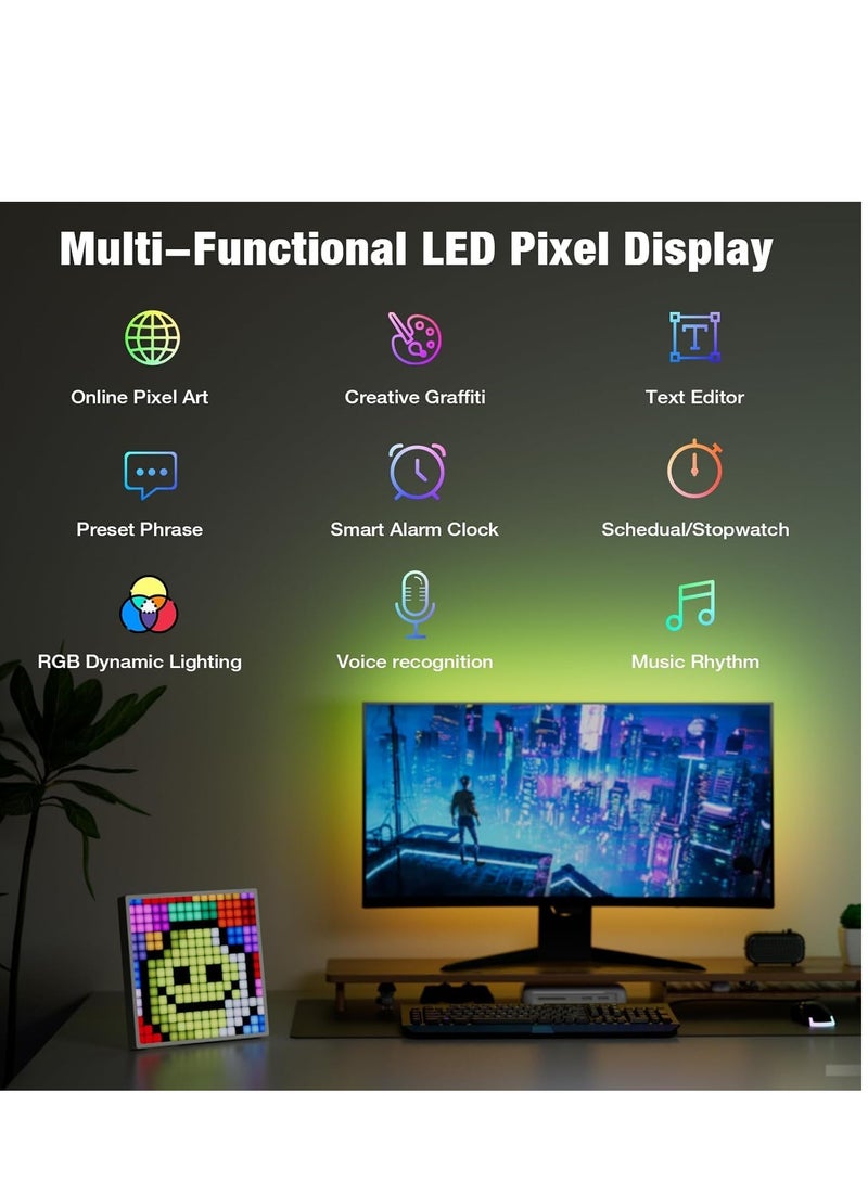 ماتريكس شاشة عرض LED بكسل iDot-Matrix، شاشة LED قابلة للبرمجة مقاس 32 × 32 مع تحكم عبر التطبيق لتزيين المنزل والإعلان التجاري  - Image 3