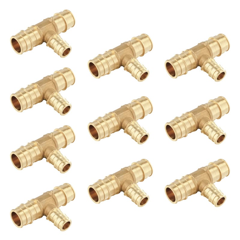 Pack of 10 EFIELD Pex A Full Flow Expansion Brass Fittings 34x 34x 12 Reducing Tee ONLY For PexA Tubing Connection ASTM F1960PEX1960120