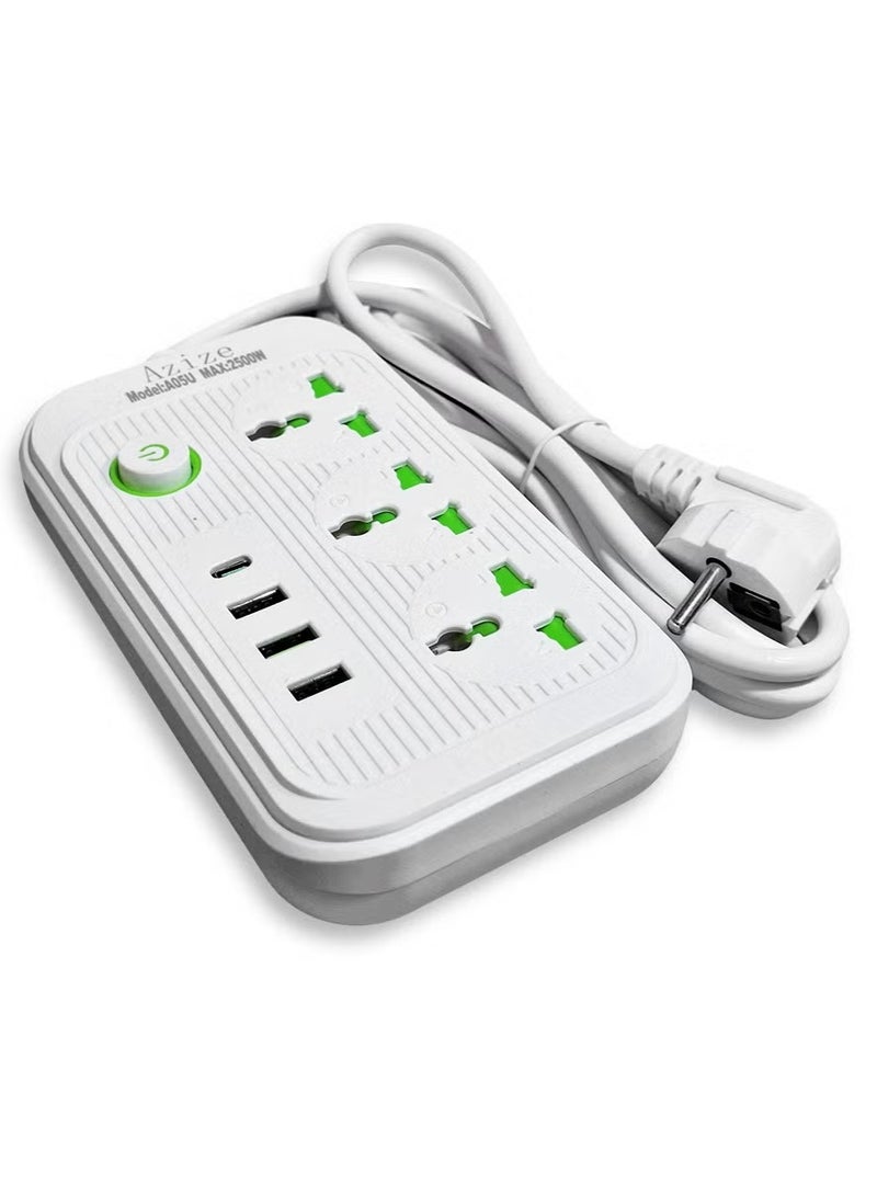 Smart Power Strip with Surge Protection, 3 AC Outlets, 3 USB Ports & 1 Type-C Port