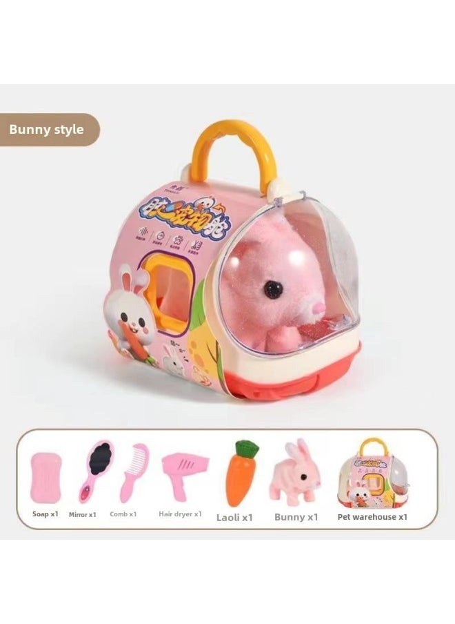 Children's Electric Simulation Plush Pet Teddy White Rabbit Can Walk And Call Electric Toy Gift Box Institution Gift-Color:051 Capsule Pet Warehouse Little White Rabbit  - Image 1