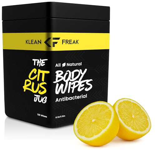 Klean Freak Body Wipes - for Face and Body, No Water, Wipe Away Sweat and Odor, Large Textured, Travel, Gym, Camping and More, 120 Cnt Jug (Citrus) - Image 1