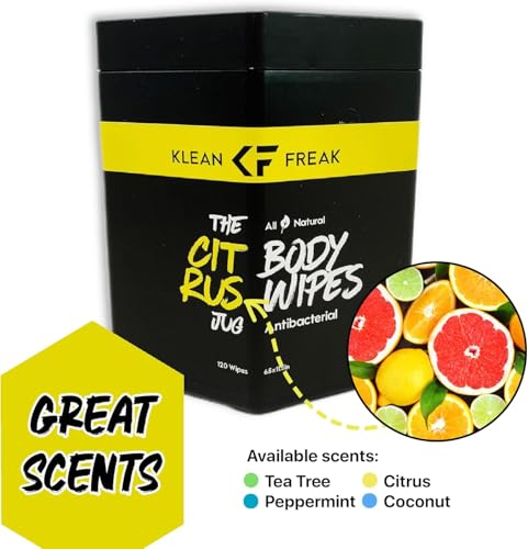 Klean Freak Body Wipes - for Face and Body, No Water, Wipe Away Sweat and Odor, Large Textured, Travel, Gym, Camping and More, 120 Cnt Jug (Citrus) - Image 2