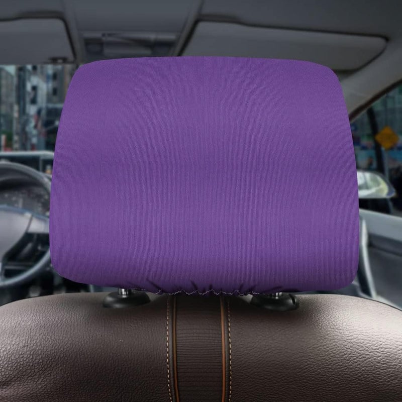 WIRESTER Set of 4 Car Seat Head Rest Cover, Protective Fabric Design Cover Decoration for All Cars - Solid Color, Cute Pattern Design - Image 4