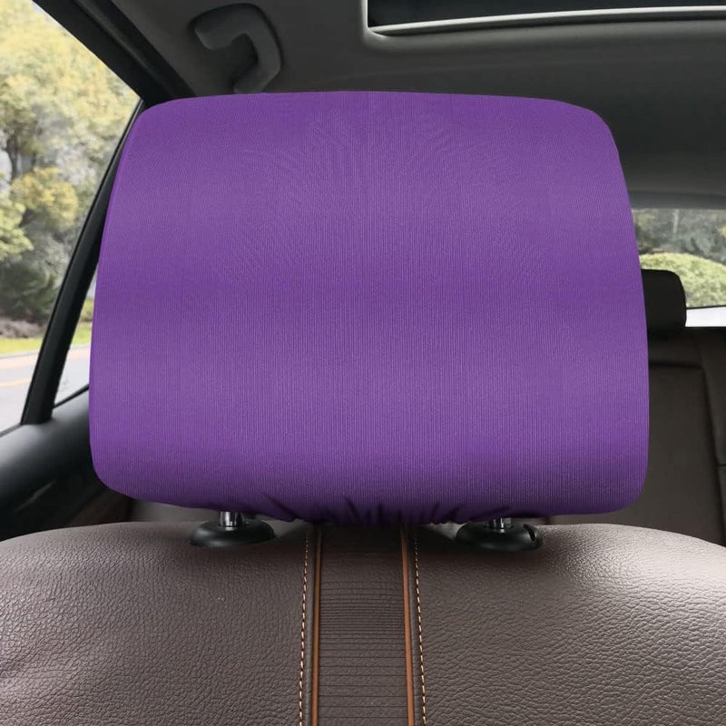 WIRESTER Set of 4 Car Seat Head Rest Cover, Protective Fabric Design Cover Decoration for All Cars - Solid Color, Cute Pattern Design - Image 3