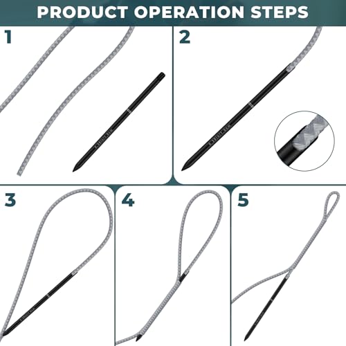 FETUSI Rope Splicing Tool Kit, Rope Splicing FID Kit for Double Braid Eye Line,Stainless Steel Line Braiding Set Tool Include 5 Sizes (0.16-0.47") Fids and 1pcs Pusher(Black) - Image 4