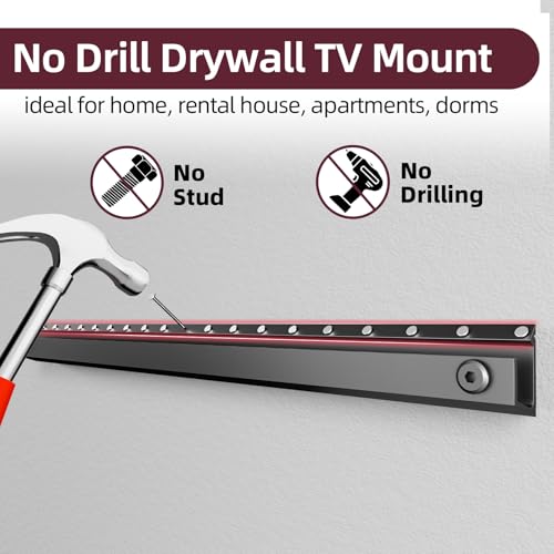 Antimbee No Stud TV Wall Mount for Drywall 3275 Inch No Drill TV Bracket Holds up to 150lbs Studless TVs Hanger Tilts 5 with Max Vesa 600x400 Low Profile ToolFree No Damage Easy Install for Home Renter - Image 3