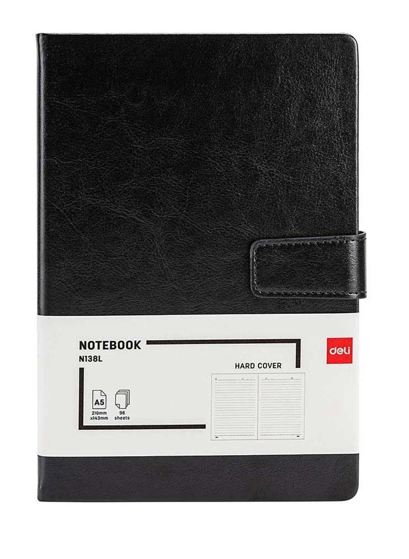Deli دفتر ملاحظات تنفيذي ذو غلاف صلب مقاس A5، 96 ورقة باللون الأسود - Image 1