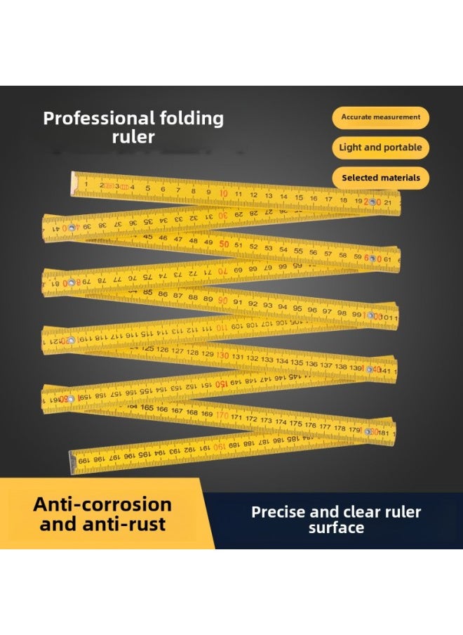 Generic - Multiple Folding Ruler Multi-functional Double-sided Scale Ruler Drawing Tool Supply One Meter Ten Fold Measuring Tool-Model:CJ-5038 Wooden Hollow Rivet Without Connecting Piece 1 M 5 Fold - Image 1