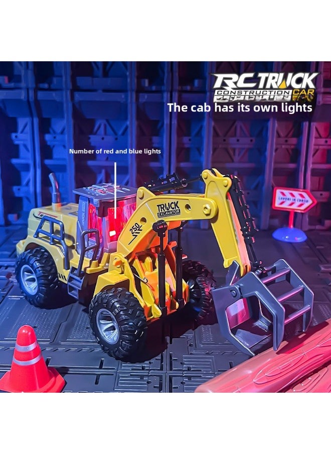 null - E-commerce Excavator Wood Grabbing Machine Bulldozer Road Pressing Engineering Vehicle Electric Remote Control Vehicle Four-way Five-way Model Vehicle-Colour:Five-way 75-5 Bulldozer (yellow) Forearm Remote Control Swings Up And Down-Proportion:Package 2: (electricity Included) 3 Rechargeable Batteries, 1 Charging Stand, 2 Remote Control Batteries - Image 1