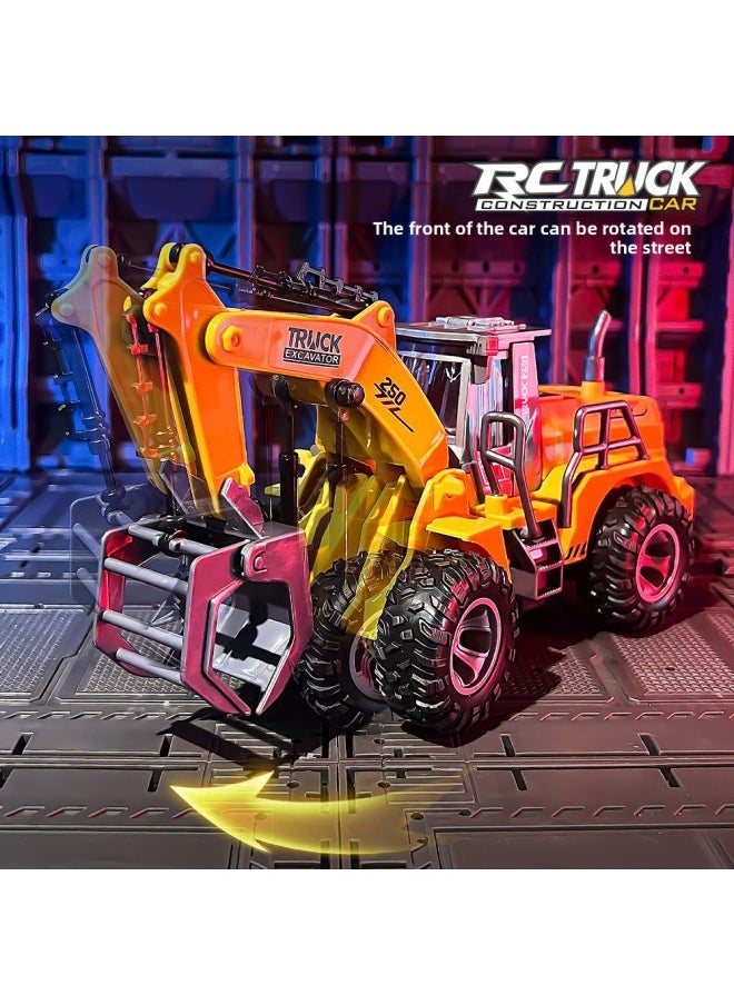 null - E-commerce Excavator Wood Grabbing Machine Bulldozer Road Pressing Engineering Vehicle Electric Remote Control Vehicle Four-way Five-way Model Vehicle-Colour:Five-way 75-5 Bulldozer (yellow) Forearm Remote Control Swings Up And Down-Proportion:Package 2: (electricity Included) 3 Rechargeable Batteries, 1 Charging Stand, 2 Remote Control Batteries - Image 1