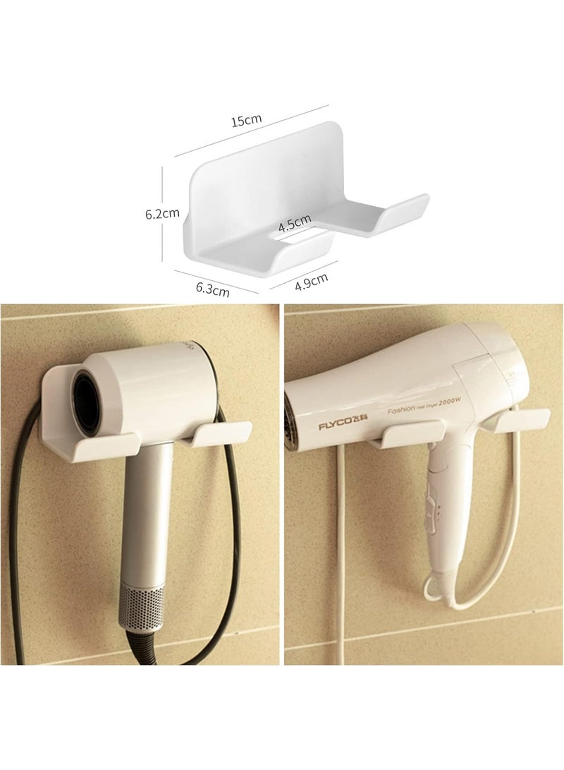 حامل مجفف شعر عالمي، وسادة ذاتية اللصق للتركيب على الحائط تناسب معظم العلامات التجارية/الأحجام من مجففات الشعر، رف تنظيم لمجففات الشعر مع خطاف للكابل والمنفذ لاستخدام في الحمام. - Image 2