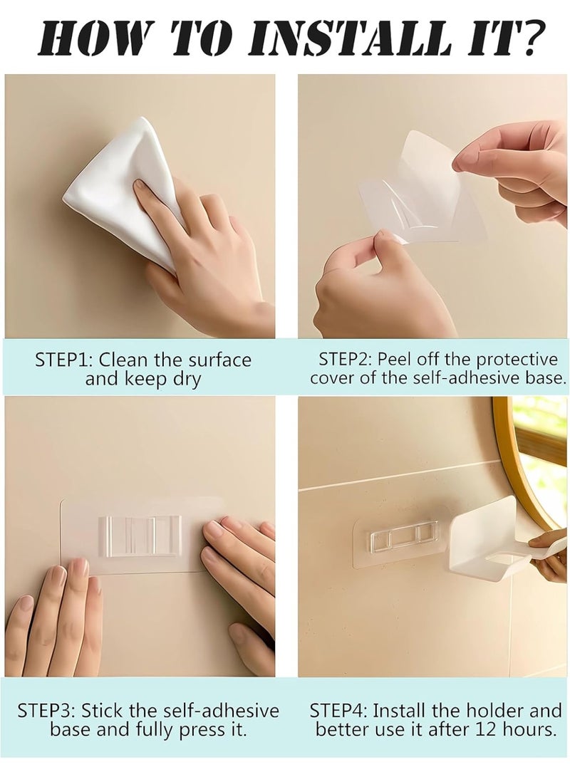 حامل مجفف شعر عالمي، وسادة ذاتية اللصق للتركيب على الحائط تناسب معظم العلامات التجارية/الأحجام من مجففات الشعر، رف تنظيم لمجففات الشعر مع خطاف للكابل والمنفذ لاستخدام في الحمام. - Image 4