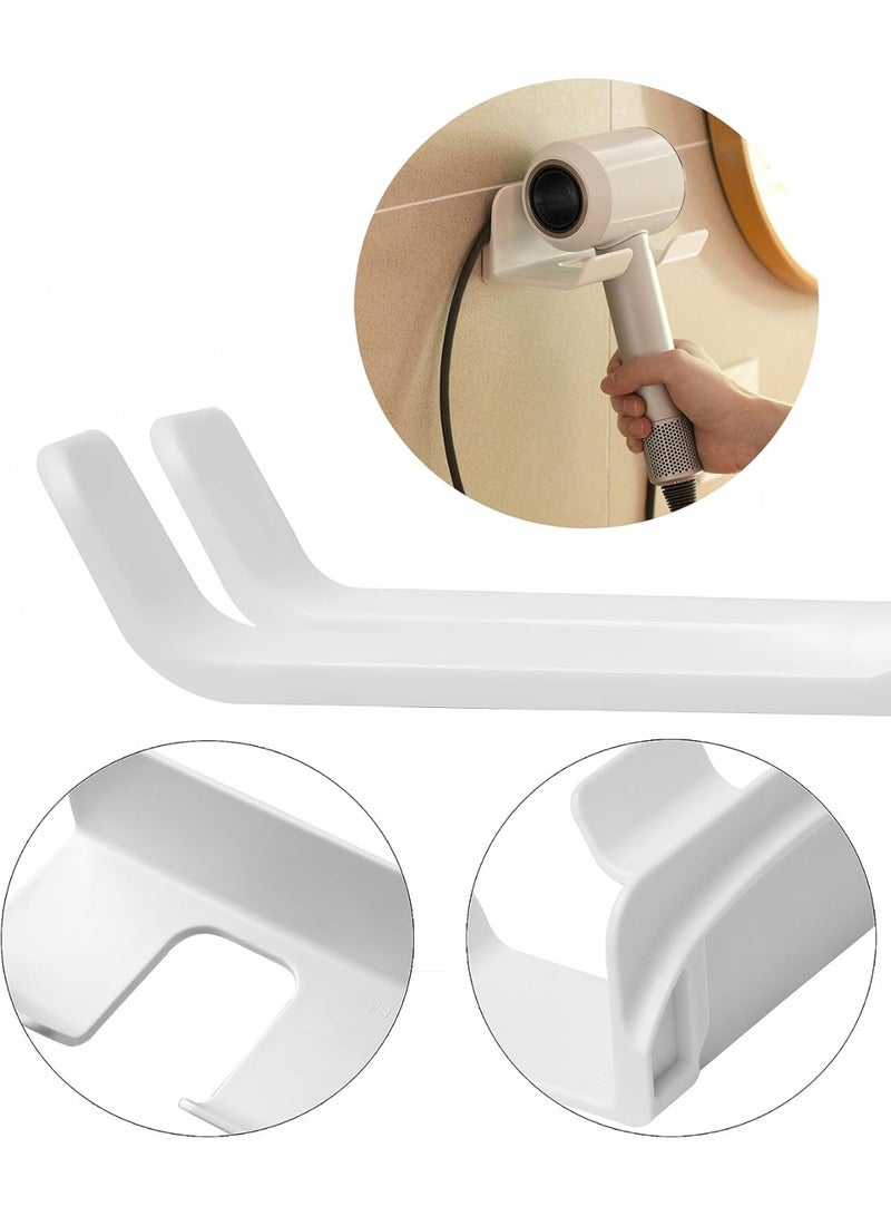 حامل مجفف شعر عالمي، وسادة ذاتية اللصق للتركيب على الحائط تناسب معظم العلامات التجارية/الأحجام من مجففات الشعر، رف تنظيم لمجففات الشعر مع خطاف للكابل والمنفذ لاستخدام في الحمام. - Image 5