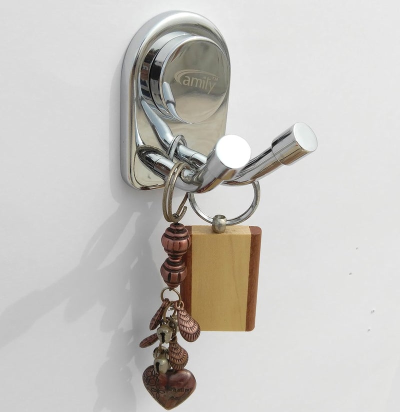 Amity Cute Stainless Steel 2Pin Robe HookCoat HookCloth Hooks Wall Mounted for Hanging Keys Clothes Towel 304 Grade Steel with Chrome Finish Set of 3 - Image 4