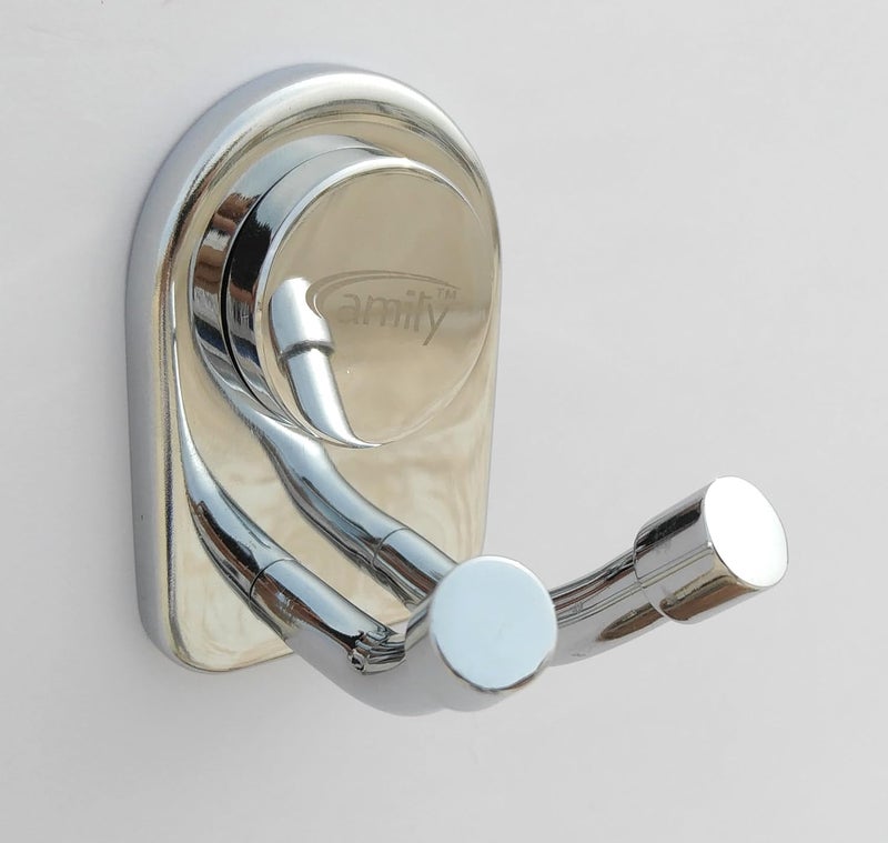 Amity Cute Stainless Steel 2Pin Robe HookCoat HookCloth Hooks Wall Mounted for Hanging Keys Clothes Towel 304 Grade Steel with Chrome Finish Set of 3 - Image 3