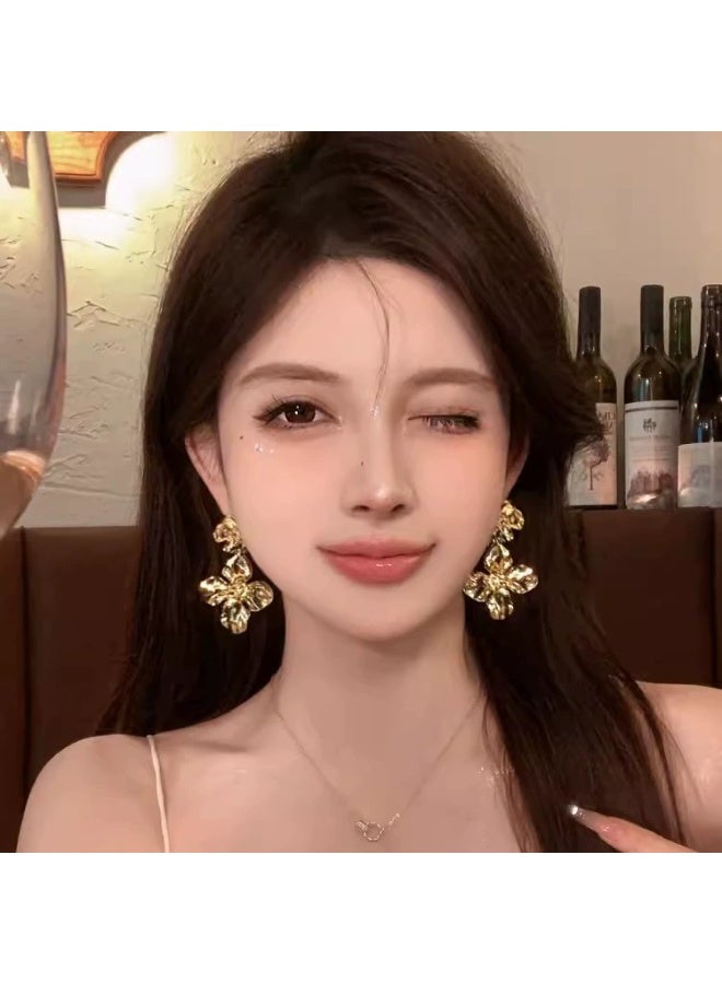 Goolsky أقراط زهور شيفون وردية من غابة الجنيات – أقراط لؤلؤية أنيقة لأسلوب عطلة لطيف، زهور شيفون ناعمة، ملابس صيفية لحفلات الشاطئ/الحديقة - Image 4