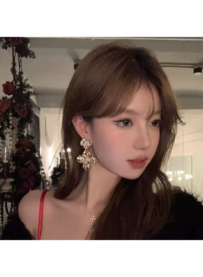 Goolsky أقراط زهور شيفون وردية من غابة الجنيات – أقراط لؤلؤية أنيقة لأسلوب عطلة لطيف، زهور شيفون ناعمة، ملابس صيفية لحفلات الشاطئ/الحديقة - Image 3