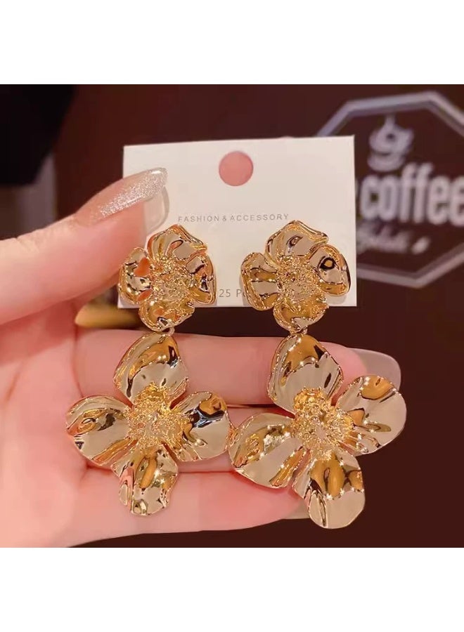 Goolsky أقراط زهور شيفون وردية من غابة الجنيات – أقراط لؤلؤية أنيقة لأسلوب عطلة لطيف، زهور شيفون ناعمة، ملابس صيفية لحفلات الشاطئ/الحديقة - Image 2