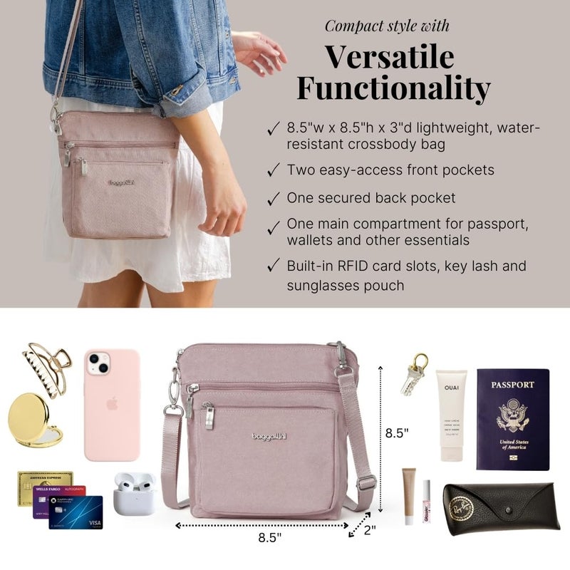 Baggallini Women's Modern Pocket Crossbody, Blush Shimmer - Image 4