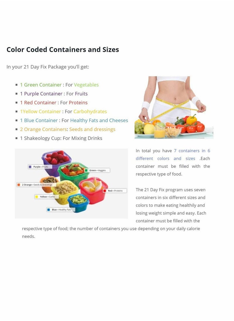 KASTWAVE - 21 Day Fix Containers and Food Plan - Portion Control Container Kit for Weight Loss - Beachbody Portion Containers with Recipe (Multicolors) - Image 1