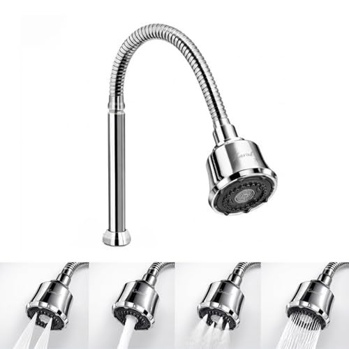 Kamal Replacement Only Spout for Kitchen Sink Spray Dixy Faucet | 304 Grade Stainless Steel | 360-degree Flexible Rotation Shower and Foam Flow Mode with Chrome Finish - Image 1