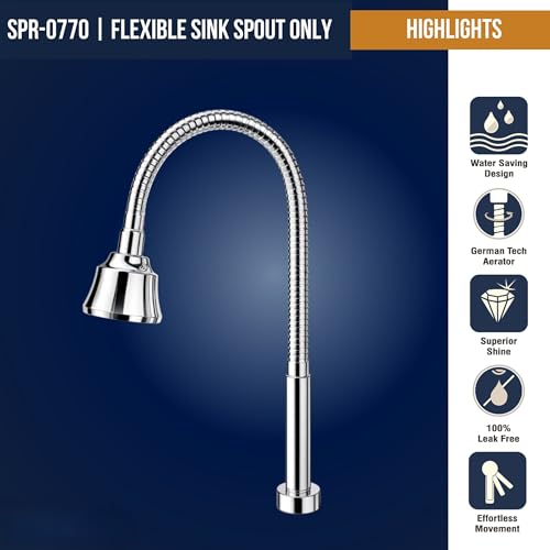 Kamal Replacement Only Spout for Kitchen Sink Spray Dixy Faucet | 304 Grade Stainless Steel | 360-degree Flexible Rotation Shower and Foam Flow Mode with Chrome Finish - Image 2
