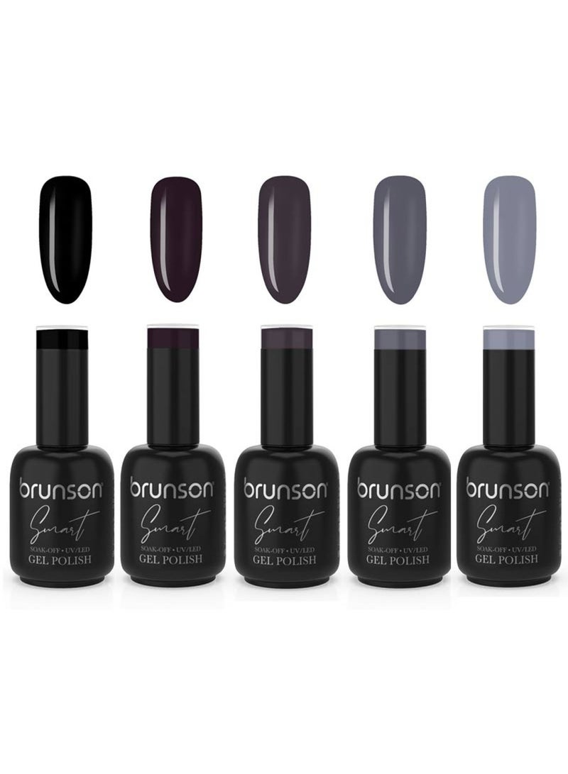 brunson Smart Gel Nail Polish Ashen Aura Collections 5pcs BAA02