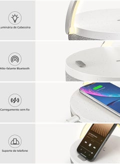 EZVALO Bedside Lamp,EZVALO 4 in 1 Night Light with Wireless Charger,Portable Speaker,Phone Holder,Touch Control Diammable Table Lamp Nightstand Lamp for Bedroom  - Image 2