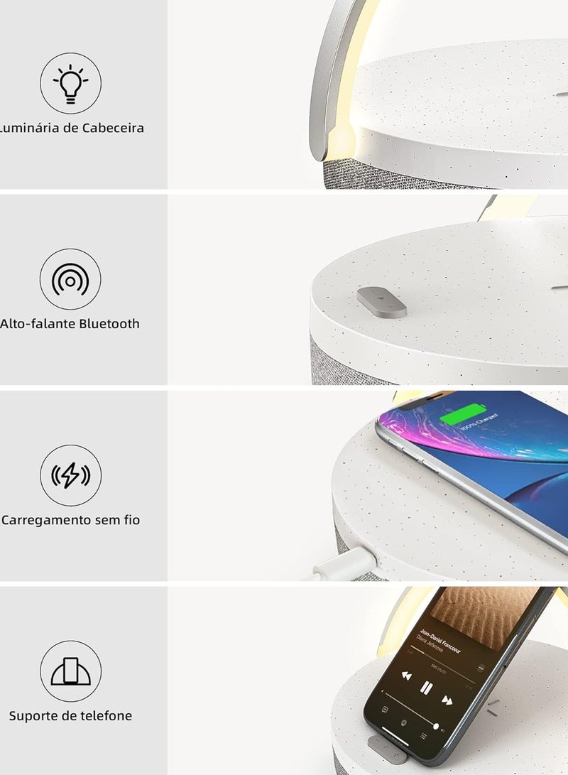 EZVALO Bedside Lamp,EZVALO 4 in 1 Night Light with Wireless Charger,Portable Speaker,Phone Holder,Touch Control Diammable Table Lamp Nightstand Lamp for Bedroom - Image 2
