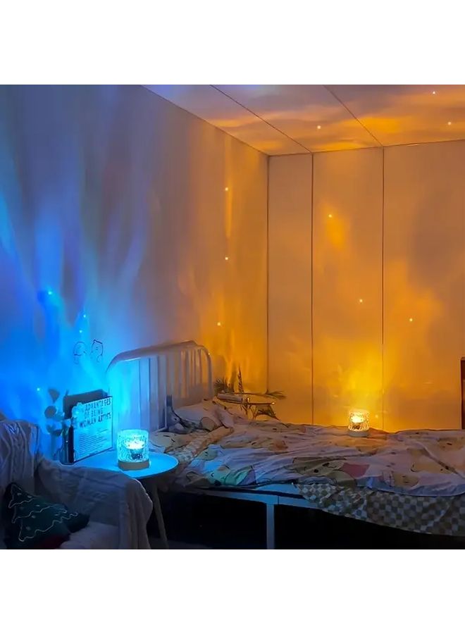 Elegant Minimalism 2Pcs RGB LED Projector Night Light Remote Control USB Powered - Image 4