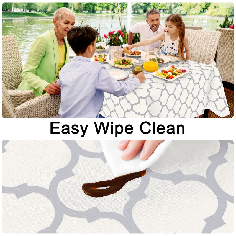 Smiry Round Plastic Table Cloth, Waterproof Vinyl Tablecloth with Flannel Backing for Round Tables, Wipeable & Spillproof for Dining, Camping, Indoor and Outdoor (60" Round, Beige) - Image 3