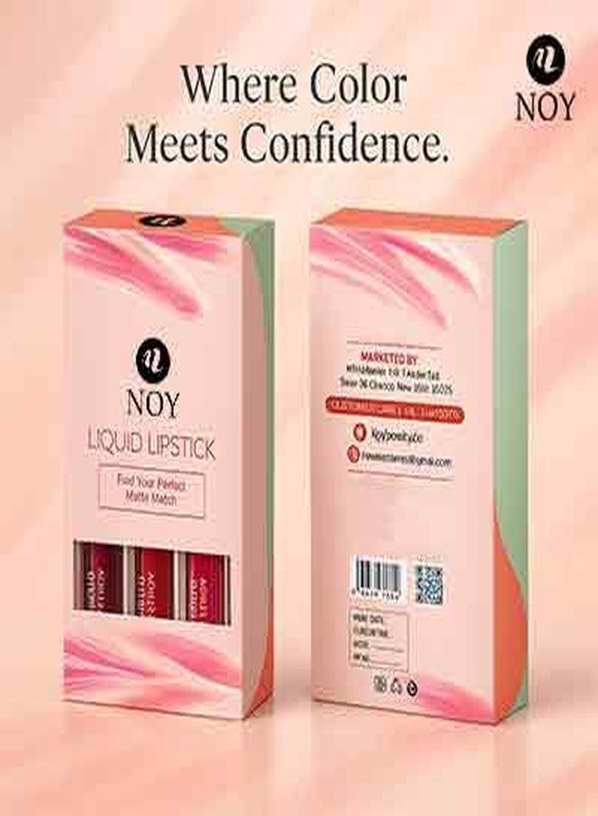 NOY Plum Rose Liquid Lipstick Waterproof Combo Smudgeproof Ultra Matte Colours Matte Lip Set - Image 4