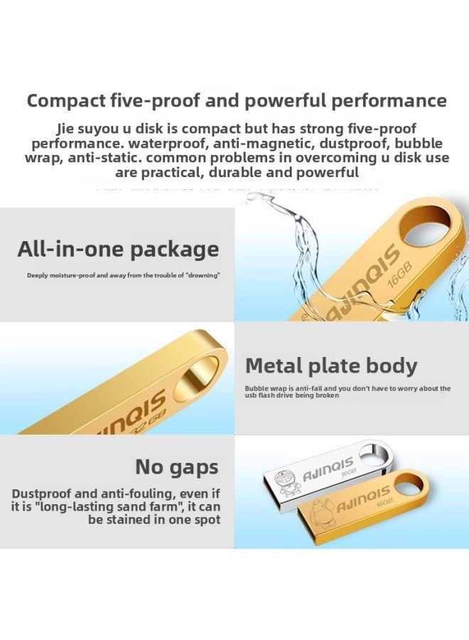 U Disk 32g Creative High-speed U Disk Lettering 128g Mobile Phone U Disk 64g Car Music U Disk Metal U Disk-Colour:Silver-Capacity:128gb/3.0 High Speed Version - Image 3