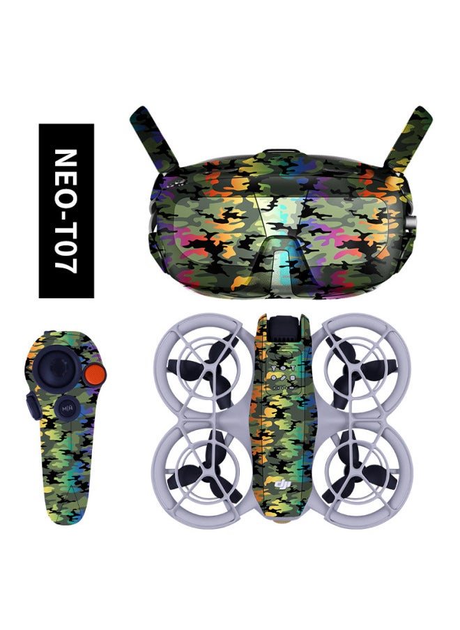 null - Sunnylife For DJI NEO Stickers PVC Body Remote Control N3 Glasses Colorful Anti Scratch Protection Film-Color:Neo-b13 (aircraft + Remote Control Sticker) - Image 1