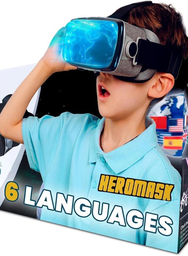 VR Headset for Kids 5-12 + Games to Learn 6 Languages ― Gift for Birthday or Christmas that gets Boys & Girls excited about Spanish, Chinese & more through Virtual Reality Gaming