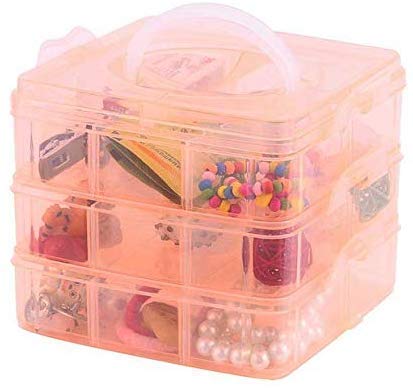 MEECOSTE Jewellery Storage Plastic Box with 18 Grid Section for Cutlery Reel Thread Bobbins Sewing Needle and Small Stuffs Storage Box - Image 2