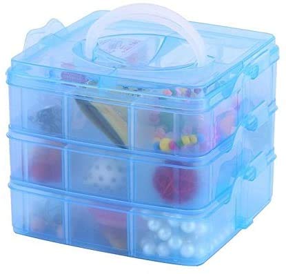 MEECOSTE Jewellery Storage Plastic Box with 18 Grid Section for Cutlery Reel Thread Bobbins Sewing Needle and Small Stuffs Storage Box - Image 3