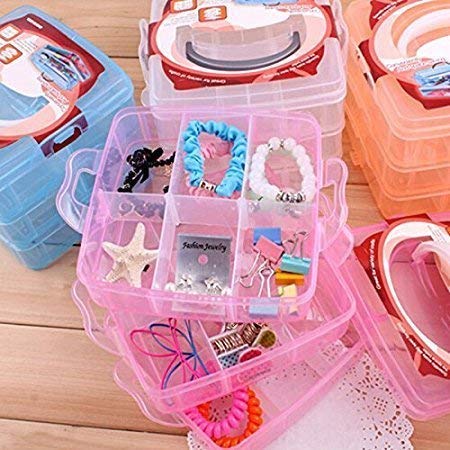 MEECOSTE Jewellery Storage Plastic Box with 18 Grid Section for Cutlery Reel Thread Bobbins Sewing Needle and Small Stuffs Storage Box - Image 4