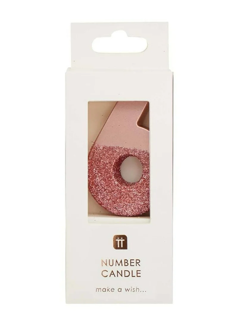 Talking Tables Rose Gold Glitter Number Candle - 6