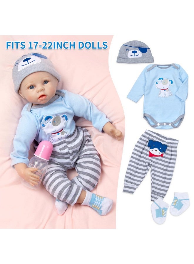 Pedolltree Reborn Baby Doll Clothes Outfit Accessories Blue Puppy Set 11 Pcs Set For 17-22 Inch Reborn Doll Newborn Boy With Backpack Diaper - Image 4