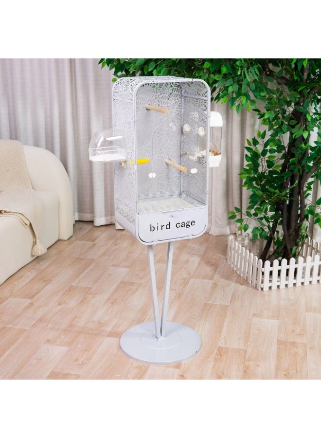 قفص طيور بانورامي من الأكريليك من شامواه مع حامل 128 × 35 × 28 سم، قفص عرض منزلي للطيور والحيوانات الأليفة، فيلا طيور داخلية تتضمن ملحقات كاملة، فيلا سحابة طائرة مقاومة للرذاذ - Image 1