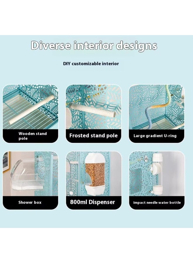 قفص طيور بانورامي من الأكريليك من شامواه مع حامل 128 × 35 × 28 سم، قفص عرض منزلي للطيور والحيوانات الأليفة، فيلا طيور داخلية تتضمن ملحقات كاملة، فيلا سحابة طائرة مقاومة للرذاذ - Image 2