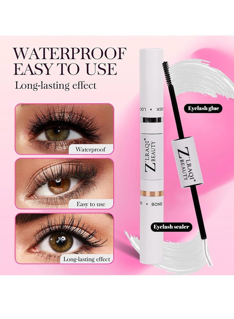 SYOSI مجموعة رموش صناعية فردية، مجموعة رموش صناعية بمظهر طبيعي مع لاصق وختم الرموش وملقط الرموش، مجموعة تمديد الرموش - Image 5