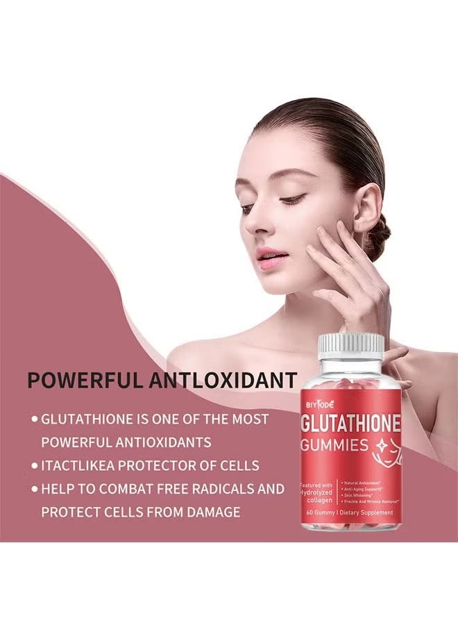 أوشن Glutathione Gummies 60 Gummies, مضادات الأكسدة الطبيعية, الدعم المضاد للشيخوخة, تبييض الجلد, إزالة التجاعيد والشمع, مميزة مع الكولاجين الهيدروليز, المكملات الغذائية - Image 2