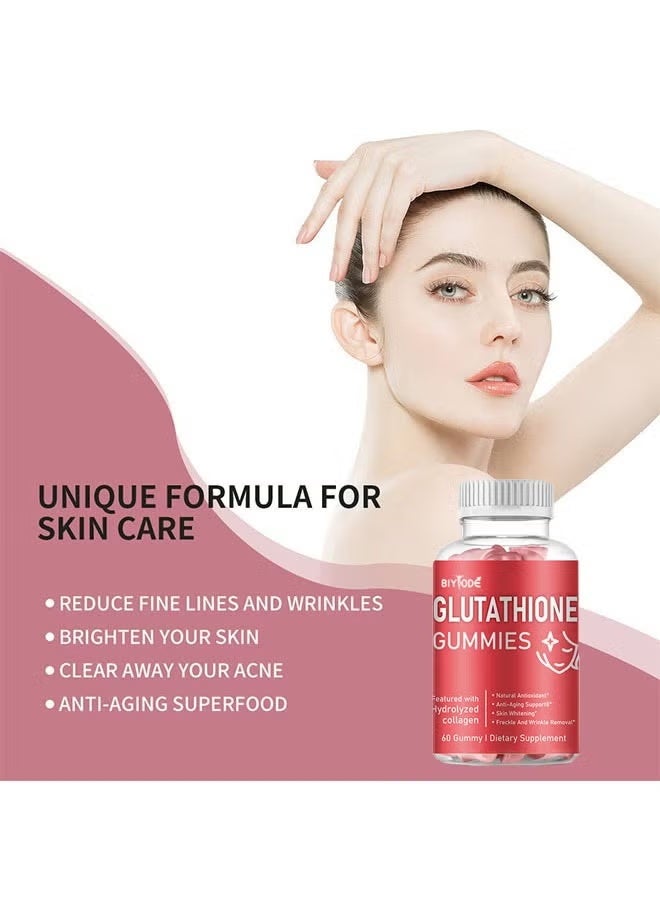 أوشن Glutathione Gummies 60 Gummies, مضادات الأكسدة الطبيعية, الدعم المضاد للشيخوخة, تبييض الجلد, إزالة التجاعيد والشمع, مميزة مع الكولاجين الهيدروليز, المكملات الغذائية - Image 3