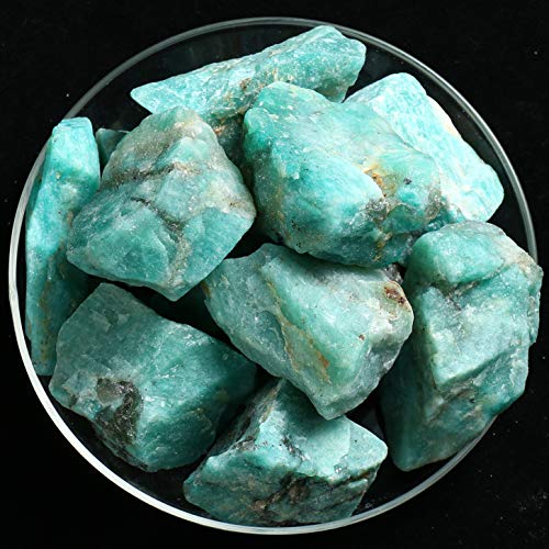 Zenkeeper 1Lb Amazonite Crystal Stone Natural Raw Stones & Fountain Rocks for Tumbling, Cabbing, Polishing, Wire Wrapping, Wicca & Reiki Crystal Healing - Image 1